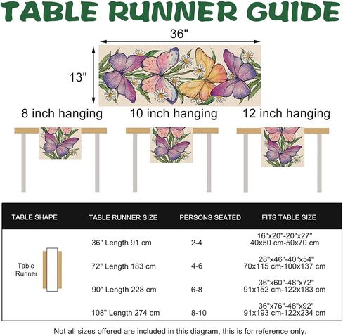 Spring Summer Butterfly Table Runner, Daisy Flower Floral Kitchen Dining Table Decoration, Seasonal Burlap Indoor Outdoor Home Decor Party Supply 13 x 36 Inches in Saudi Arabia