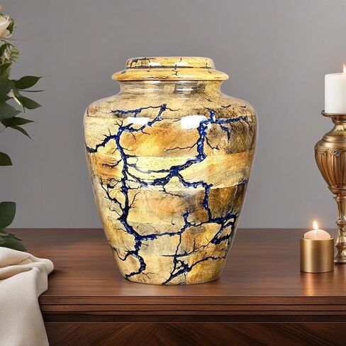 Prim Art Cremation Urn Wooden Urns for Human Ashes Adult Burial-Cremation Funeral Urns for Pet Ashes Memorial Urns Wooden Urn Box for Ashes (Blue, Medium 120Cu/Inches) in Saudi Arabia