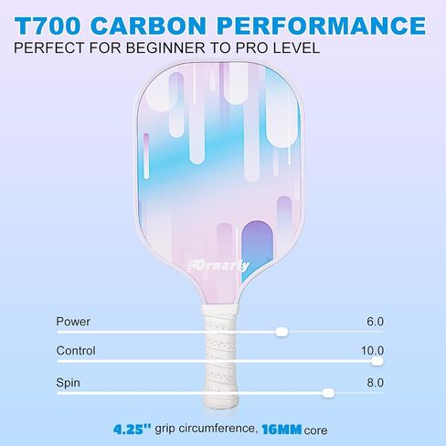 Approved T700 Carbon Fiber Pickleball Paddles Set: Pickleball Paddles Set of 2 with 16mm Polypropylene Honeycomb Core, High Grit & Spin Pickle Ball Rackets Gifts Ideal for Intermediates to Pros in Saudi Arabia