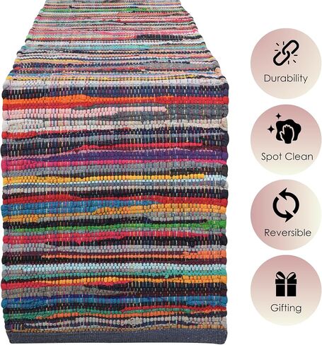 RAJRANG Blue Table Runner 14 X 72 Inches Vintage Style Table Runners Ethnic Decorative Chindi Rag Runner Kitchen Accessories in Kuwait