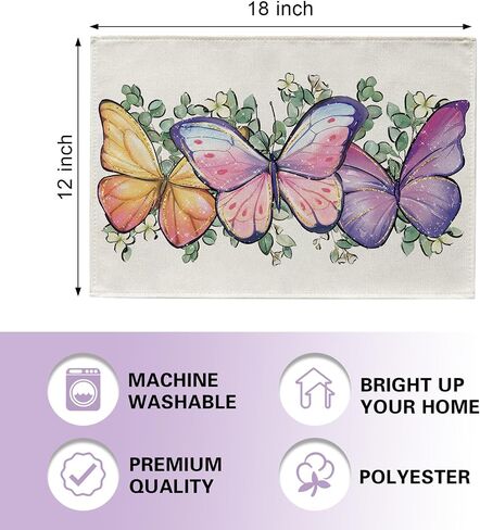 Spring Summer Butterfly Table Runner, Daisy Flower Floral Kitchen Dining Table Decoration, Seasonal Burlap Indoor Outdoor Home Decor Party Supply 13 x 36 Inches in Saudi Arabia
