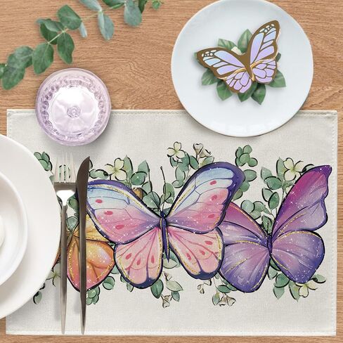 Spring Summer Butterfly Table Runner, Daisy Flower Floral Kitchen Dining Table Decoration, Seasonal Burlap Indoor Outdoor Home Decor Party Supply 13 x 36 Inches in Saudi Arabia