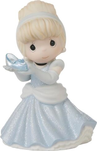 Precious Moments Cinderella Figurine | Your Dream Is The Disney Cinderella Bisque Porcelain Figurine | Cinderella with Glass Slipper | Disney Gift & Home Decor | Hand-Painted in Saudi Arabia