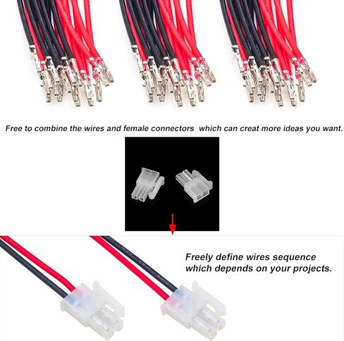 MX 5557 4.2MM 2x1 Pin Male Female Connector Socket Kit Total 6 Sets with 32Pcs 210MM 18AWG Pre-Crimped Cables Wire 2 Pole Circuits 1 Pin Connector in Kuwait