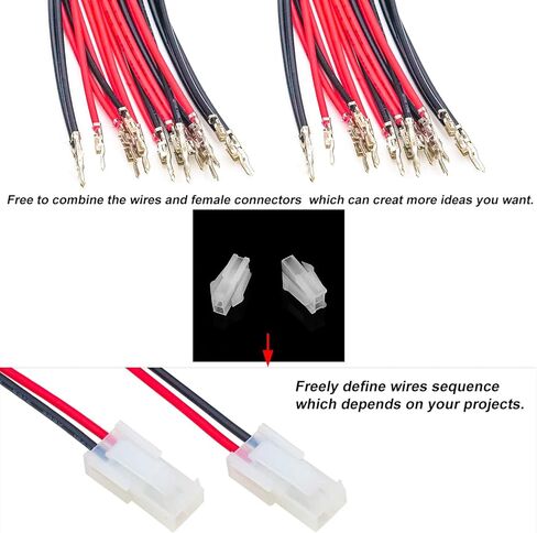 MX 5557 4.2MM 2x1 Pin Male Female Connector Socket Kit Total 6 Sets with 32Pcs 210MM 18AWG Pre-Crimped Cables Wire 2 Pole Circuits 1 Pin Connector in Kuwait