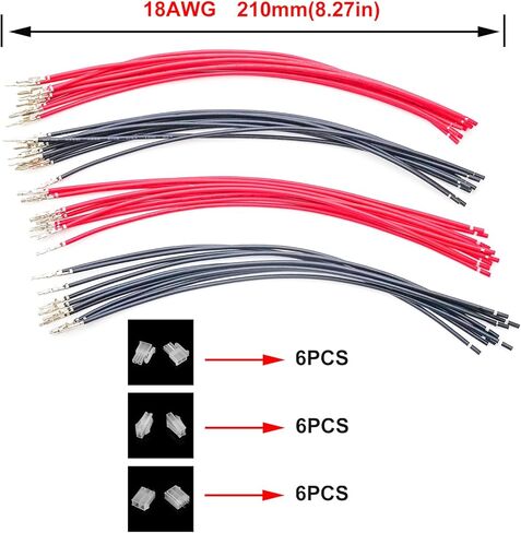 MX 5557 4.2MM 2x1 Pin Male Female Connector Socket Kit Total 6 Sets with 32Pcs 210MM 18AWG Pre-Crimped Cables Wire 2 Pole Circuits 1 Pin Connector in Kuwait