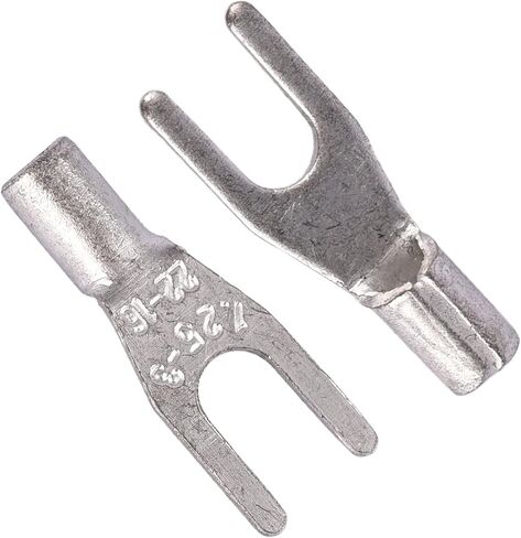 100 PCS SNB3.5-4 Non-Insulated Fork Spade Bare Terminals, Lugs Battery Cable Cold Pressing Terminal Connectors,Tin-Plated Copper Terminal Connectors AWG14-12 37A in Saudi Arabia