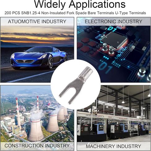 100 PCS SNB3.5-4 Non-Insulated Fork Spade Bare Terminals, Lugs Battery Cable Cold Pressing Terminal Connectors,Tin-Plated Copper Terminal Connectors AWG14-12 37A in Saudi Arabia