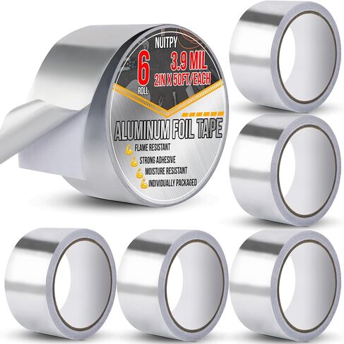 3 Pack Aluminum Foil Tape, 3.9 mil 2" x 150 Feet Total Foil Tape, Silver High Temperature Tape, Metal Tape, Seal HVAC Tape, Insulation Foil Tape for Ductwork, HVAC, Dryer Vent, Seal in Saudi Arabia