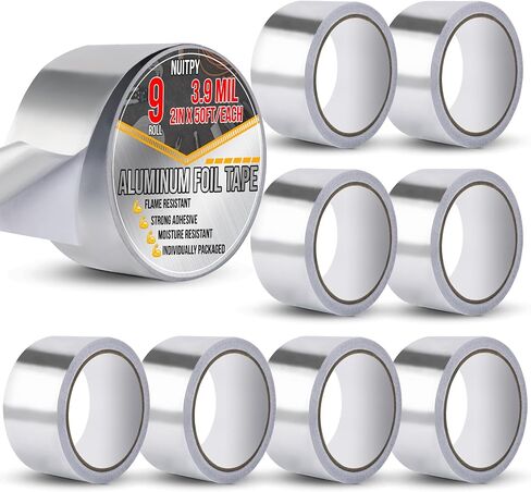 3 Pack Aluminum Foil Tape, 3.9 mil 2" x 150 Feet Total Foil Tape, Silver High Temperature Tape, Metal Tape, Seal HVAC Tape, Insulation Foil Tape for Ductwork, HVAC, Dryer Vent, Seal in Saudi Arabia