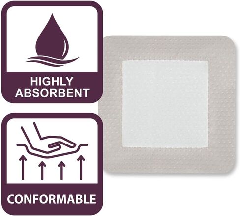 Pivot Silicone Foam Dressing with Adhesive Gentle Border | 6" x 6" | Waterproof | Super Absorbent Wound Dressing | 10 Pack in Saudi Arabia