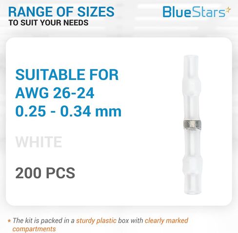 BlueStars 200 PCS Yellow Solder Seal Wire Connectors for 12-10 AWG, Marine Grade Waterproof Electrical Connector, Insulated Wire Connector for Motorcycle, Automotive, Boat, and Outdoor Applications in Saudi Arabia