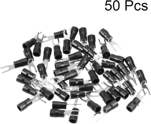 uxcell 50Pcs SV2-3.7S Insulated Fork Spade U-Type Wire Connector Electrical Crimp Terminal 16-14AWG Black in Saudi Arabia