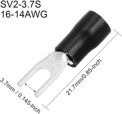 uxcell 50Pcs SV2-3.7S Insulated Fork Spade U-Type Wire Connector Electrical Crimp Terminal 16-14AWG Black in Saudi Arabia