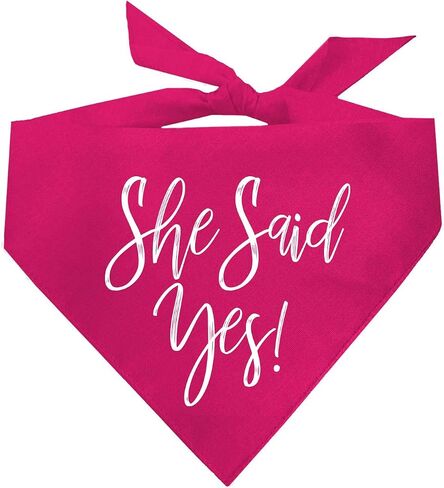 She Said Yes! Wedding Engagement Dog Bandana (332 Black, X-Small) in Saudi Arabia