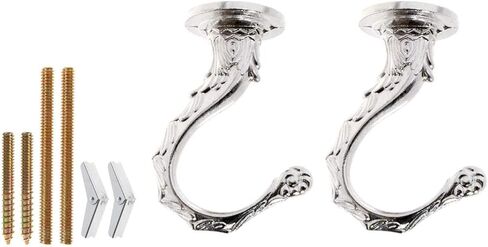 Saim Swag Hooks for Ceiling Hanging Heavy Duty with Hardware Set Decorative Ceiling Installation Cavity Wall Fixing Plants Flower Pot Hanger Silver, Pack of 2 in Saudi Arabia
