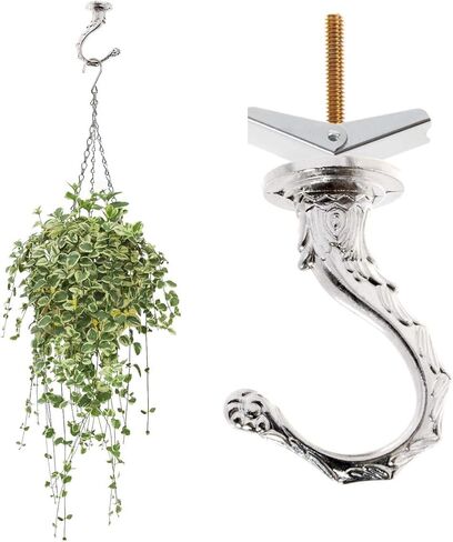 Saim Swag Hooks for Ceiling Hanging Heavy Duty with Hardware Set Decorative Ceiling Installation Cavity Wall Fixing Plants Flower Pot Hanger Silver, Pack of 2 in Saudi Arabia