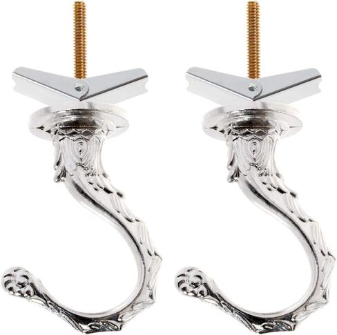 Saim Swag Hooks for Ceiling Hanging Heavy Duty with Hardware Set Decorative Ceiling Installation Cavity Wall Fixing Plants Flower Pot Hanger Silver, Pack of 2 in Saudi Arabia
