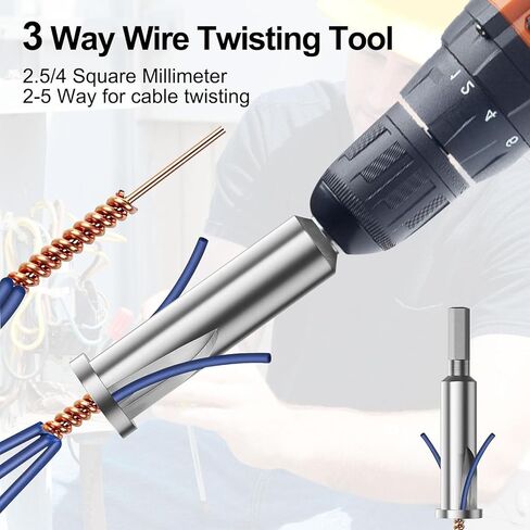 أداة لف الأسلاك 3 قطع، أداة تعرية الأسلاك 3 طرق/5 طرق وأداة لف الكابلات ذات الساق السداسية من أجل لف صواميل سلك المثقاب الكهربائي وأداة تجريد الأسلاك وموصل لف الأسلاك in Kuwait
