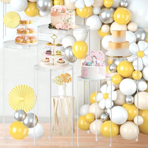 FOTSHARER Cylinder Pedestal Stands White Cylinder Stands for Party Cylinders Set of 3 Stand Pedestal Stand for Parties Display Round Cylinder Tables for Parties Plinth Pillar Birthday Cake Stand Decor in Saudi Arabia