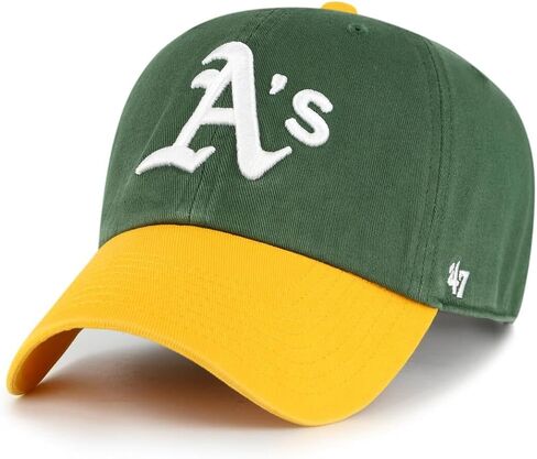 '47 Oakland A's Hat (Oakland Athletics) Mens Womens Clean Up Adjustable Baseball Cap, Green/Yellow Visor, One Size in Saudi Arabia