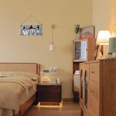 لوحة لافتة معدنية عتيقة للهالوين الساحرة معلقة علامة ترحيب للبار المسكون بديكور حفلات الهالوين مقاس 5 × 10 بوصة in Kuwait