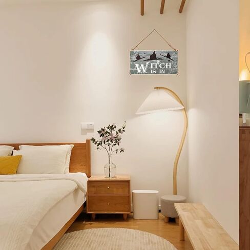 لوحة لافتة معدنية عتيقة للهالوين الساحرة معلقة علامة ترحيب للبار المسكون بديكور حفلات الهالوين مقاس 5 × 10 بوصة in Kuwait