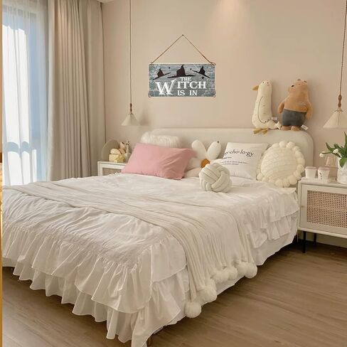 لوحة لافتة معدنية عتيقة للهالوين الساحرة معلقة علامة ترحيب للبار المسكون بديكور حفلات الهالوين مقاس 5 × 10 بوصة in Kuwait