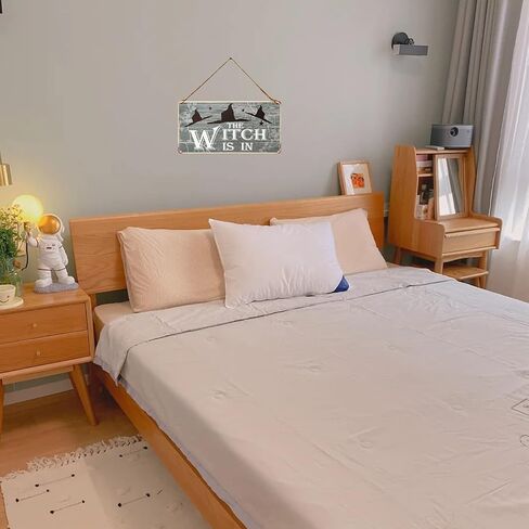 لوحة لافتة معدنية عتيقة للهالوين الساحرة معلقة علامة ترحيب للبار المسكون بديكور حفلات الهالوين مقاس 5 × 10 بوصة in Kuwait