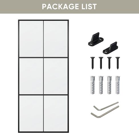 JUBEST 36in x 96in Glass Sliding Barn Door, 3-Panel Black Aluminum Frame and Clear Tempered Glass Modern French Door, Easy to Install (No Sliding Hardware Kit) in Saudi Arabia