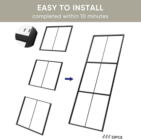 JUBEST 36in x 96in Glass Sliding Barn Door, 3-Panel Black Aluminum Frame and Clear Tempered Glass Modern French Door, Easy to Install (No Sliding Hardware Kit) in Saudi Arabia
