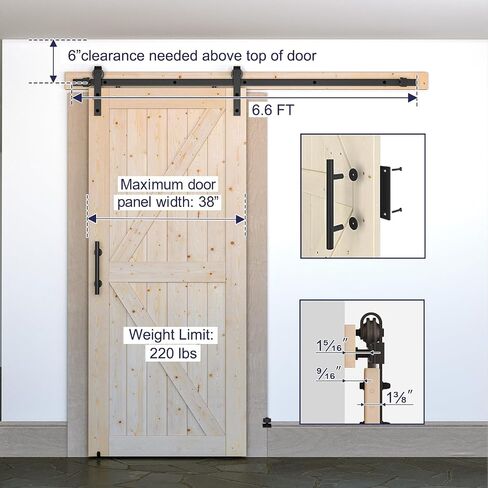 48''x84'' Sliding Barn Door with 8 FT Barn Door Hardware Kit, DIY Unfinished K-Frame-Installation Required-Includes Wood Barn Door Slabs, Handle, Floor Guide and Lock Catch, Grey in Saudi Arabia