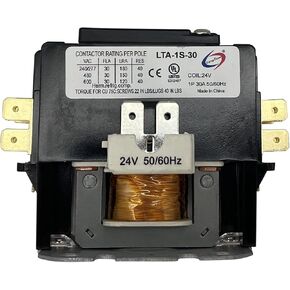 Long Term 1 Poles 30 Amp 24V AC Compressor Contactor Air Conditioner Condenser AC Definite Purpose Contactor