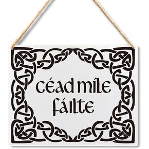 Wall Pediments Irish Welcome Sign,Cead Mile Failte Sign,A Hundred Thousand Welcomes Sign,Hanging Welcome Sign for Front Door,10x8 Inches(green)