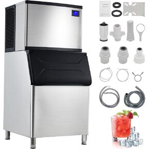 Touchscreen Ice Maker Machine, Split Ice Machine Made of Stainless Steel, 500Lbs Storage Bin, Quick Ice Maker, Perfect for Bar, Home, Office, Business