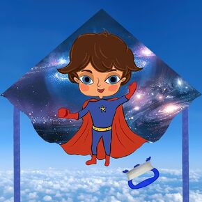 Flying Kites with Darling,Striking Cute_Kid Design,Kites for Kids,Kites for Adults,Easy to Fly Kites, 43 * 31 inches,Line 100m
