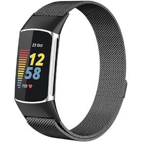 Metal Watch Band Compatible for Fitbit Charge 5 Band No Buckle Design Stainless Steel Adjustable Replacement Bands for Fitbit Charge 5 for Women Men