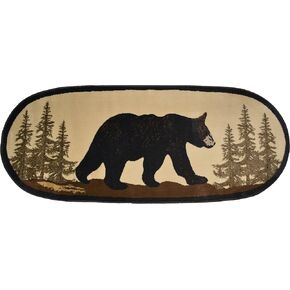 Rustic Lodge Novelty Area Rug, 26" W x 63" L, Bear Oval, Multi