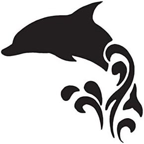 Tribal Dolphin - Vinyl Decal Sticker - 5.75" x 5.75" - Blue Flames