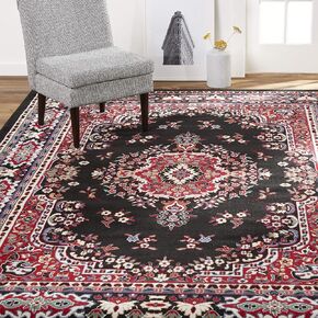 Home Dynamix Premium Sakarya Traditional Medallion Border Area Rug, Black, 3'7"x5'2" Rectangle