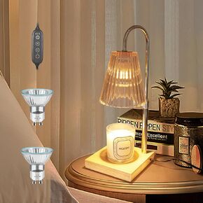 Candle Warmer Lamp, Electric Candle Warmer Lamp with Timer Dimmable Candle Lamp with 2 Bulbs Light Height Adjustable for Small Large Jar Candles Home Decor Gifts (Amber) in Saudi Arabia