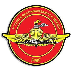 3rd Force Recon Seal Sticker (Third Logo FMF Company US Marines Reserve Vinyl Decal Diver Swimmer Wings (3 inch) USMC Licensed