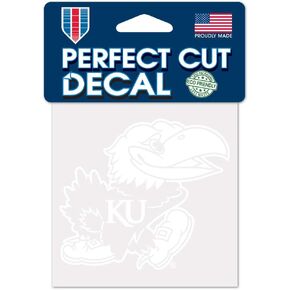 WinCraft NCAA Kansas Jayhawks 4x4 Perfect Cut White Decal, One Size, Team Color