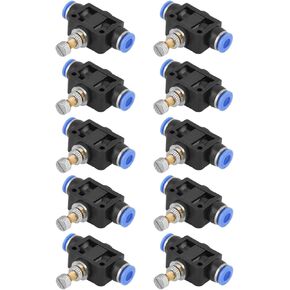 10pcs Air Flow Control Valve, 6mm Tube OD x 6mm Tube OD Pneumatic Air Flow Control Valve Connector with Push-to-Connect Fitting Straight Quick Connect Union