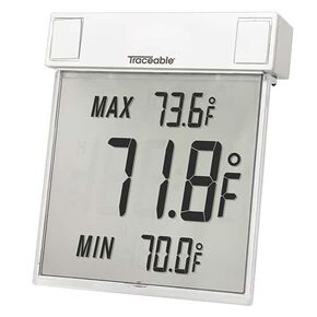 Traceable Big-Digit See-Thru Digital Thermometer with Calibration; Fahrenheit