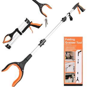 43 inch overlong Grabber Reacher Tool & Trash Picker, Upgrade,Foldable Grabber Tool with 4 inch Wide jaw and 360° Rotating Head,Mobility Aid Assist Tool for Trash Pick Up (Purple)
