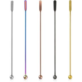 Coffee Stick Stainless Steel Swizzle Stick Reusable Metal Stir Sticks Cocktail Coffee Drink Stirrer Spoon Beverage Cocktail Stirrers Stir with Small Rectangular Paddles Stirring Bar Set(7.73inch long)