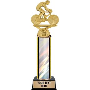 9.75" Cycling Bike Male Trophies - Cycling Bike Male Silver Trophy Awards Prime