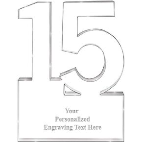 Crown Awards 6" 15 Year of Service Acrylic, Custom Engraved 15 Year of Service Trophy, Engraving Included, Prime