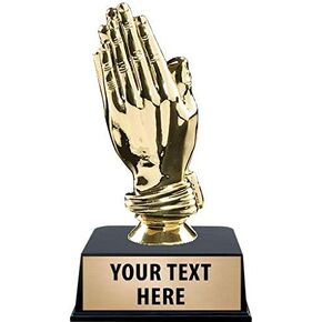 Praying Hands Trophies with Custom Engraving, 5" Personalized Religious Hands Trophy On Black Base Prime